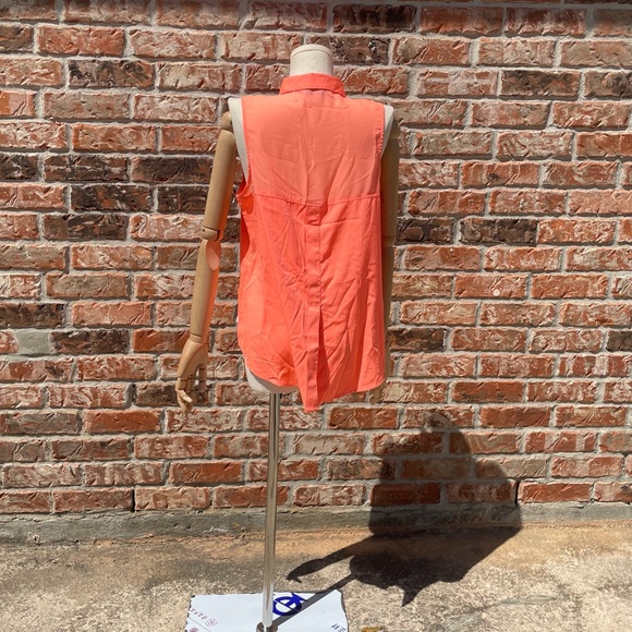 American Eagle Outfitters 🦅 orange sleeveless collared button down top / M /EUC - Picture 11 of 17